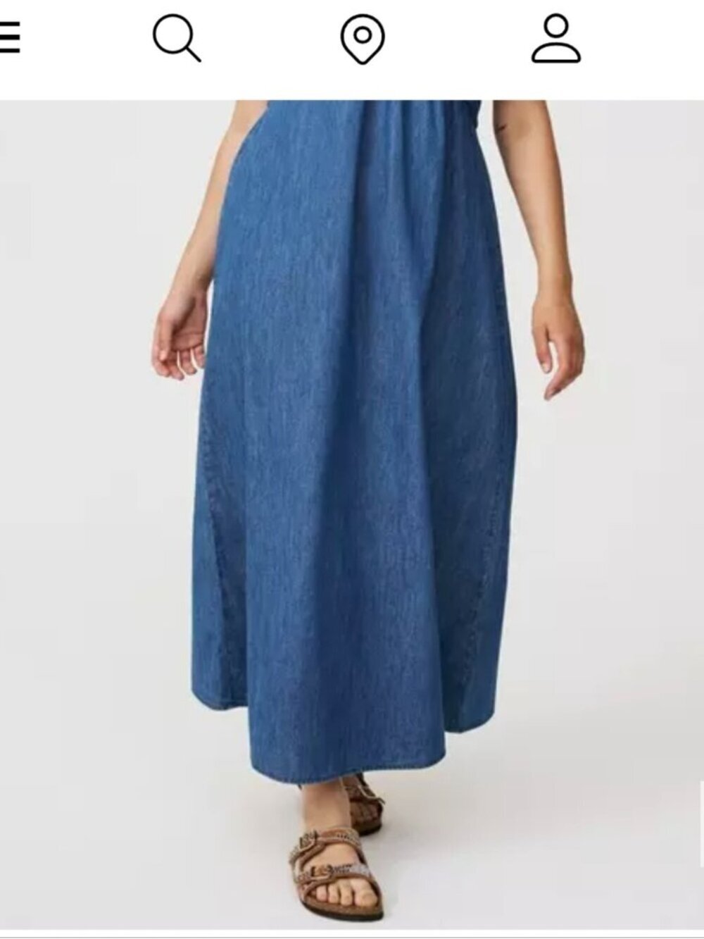 Torrid Maxi Dress Size Light Wash Braided Straps 100 % Cotton Size M/L - Picture 10 of 13